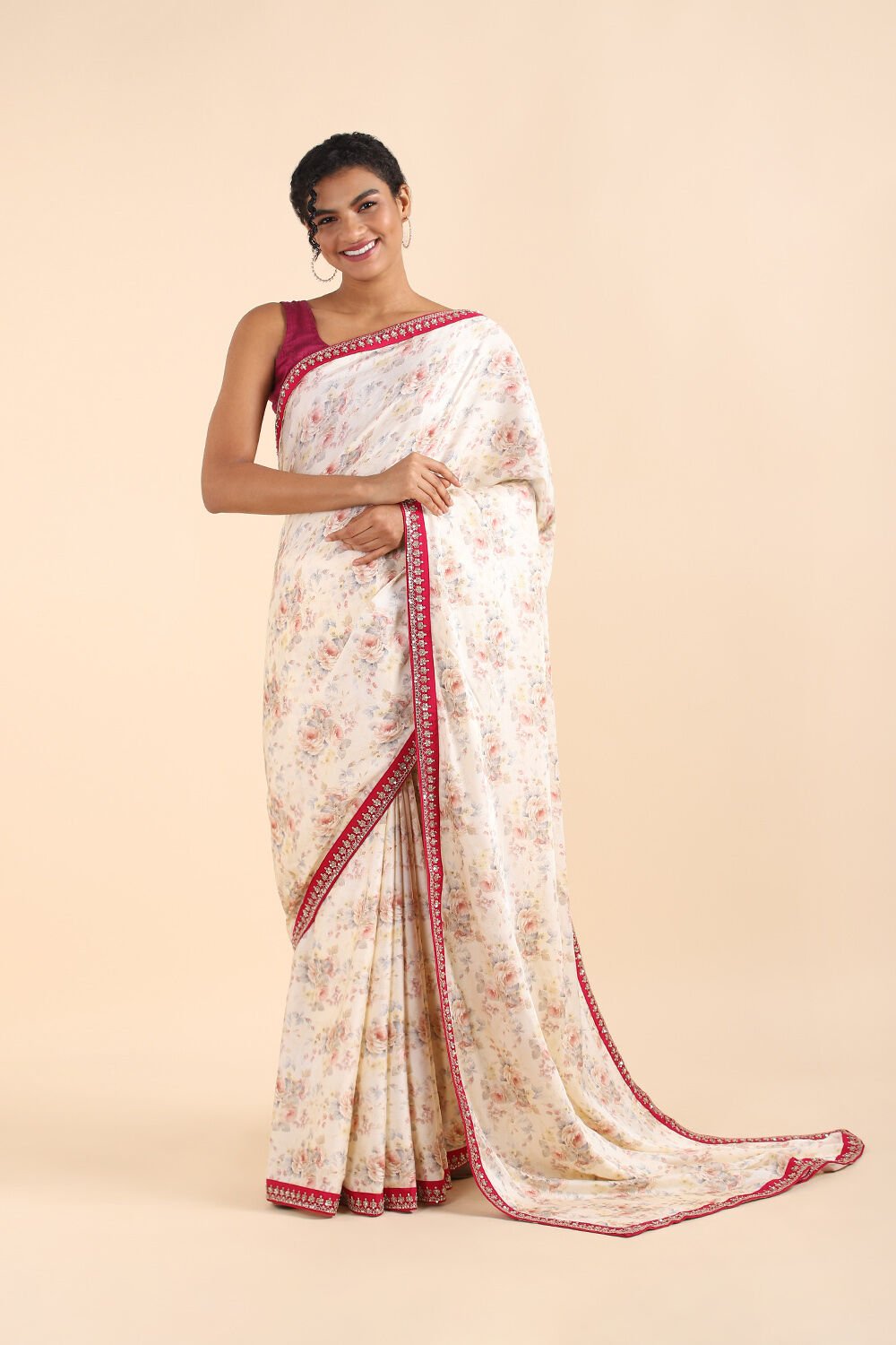 Multicolored Pure Viscose Digital Printed Saree image number null