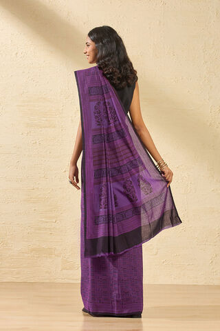 Purple Bagh Block Printed Pure Cotton Saree thumbnail image number null