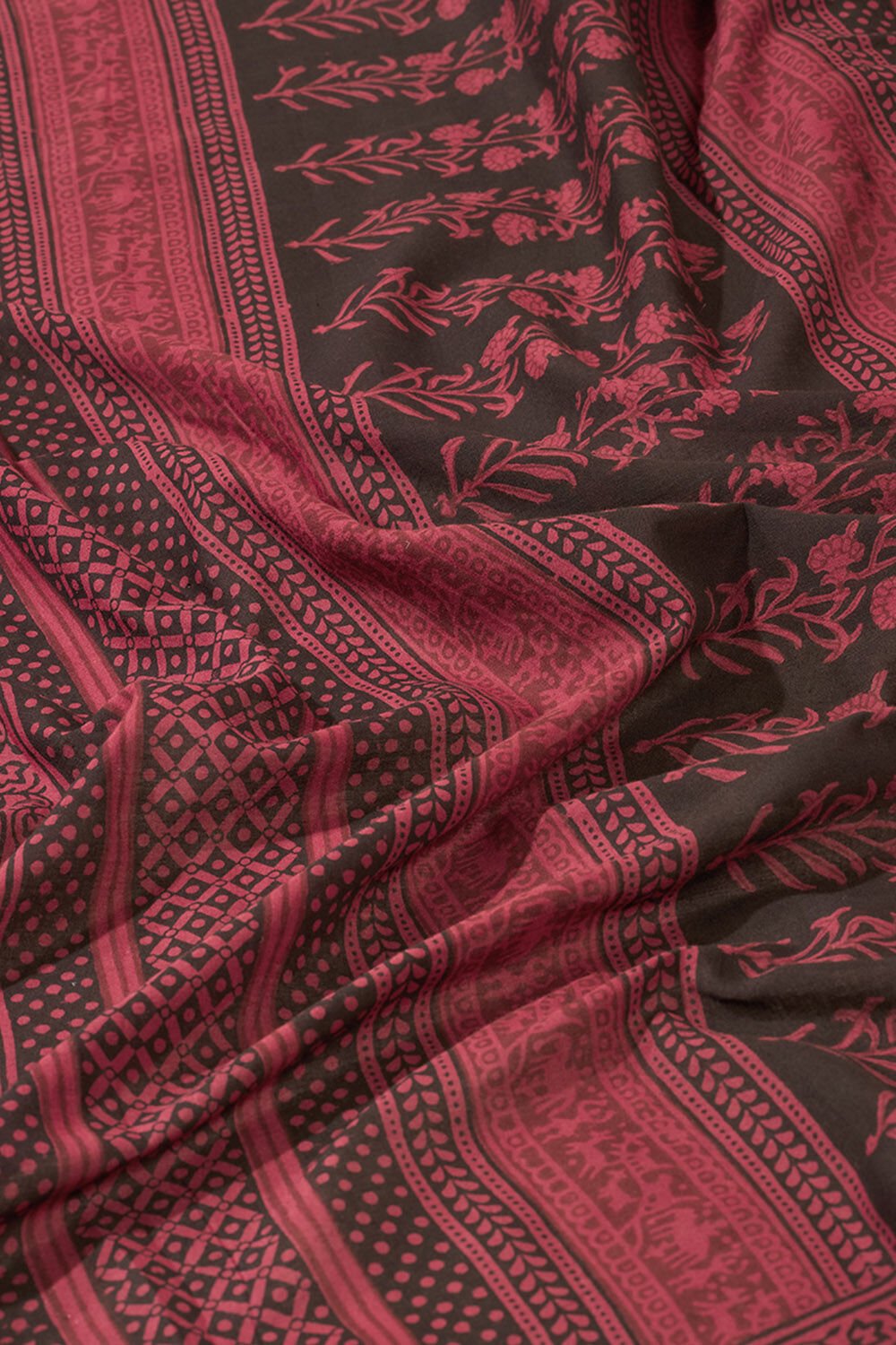 Red Bagh Block Printed Pure Cotton Saree image number null