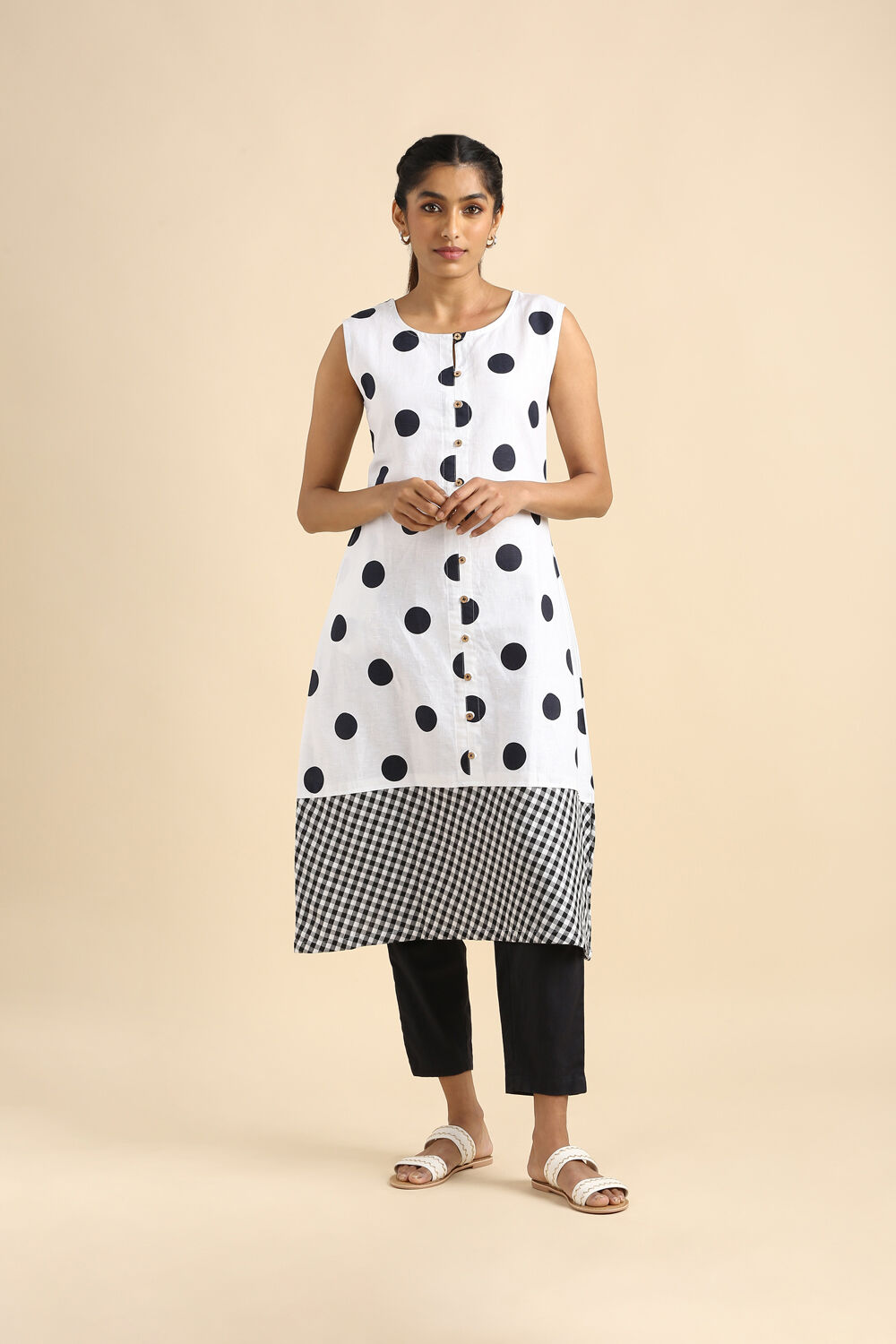 Offwhite Cotton Printed Kurta image number null