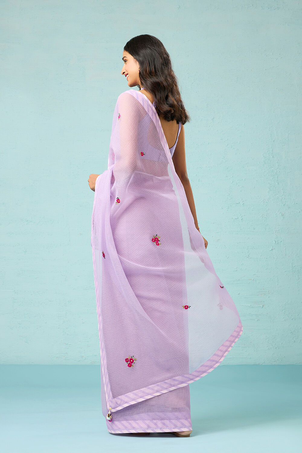 Violet Pure Kota Embroidered Saree image number null