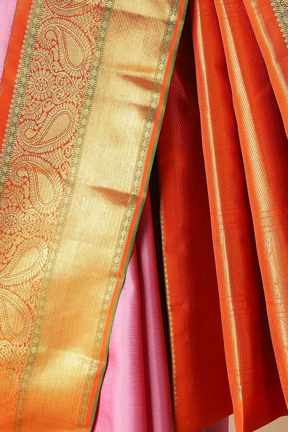 Onion Pink Vaira Oosi Pure Silk Kanjivaram Saree image number null