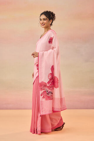 Light Pink Pure Silk Cotton Printed Saree thumbnail image number null
