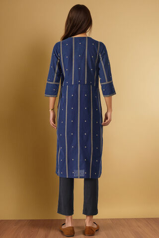 Dark Blue Pure Cotton Woven Kurta thumbnail image number null