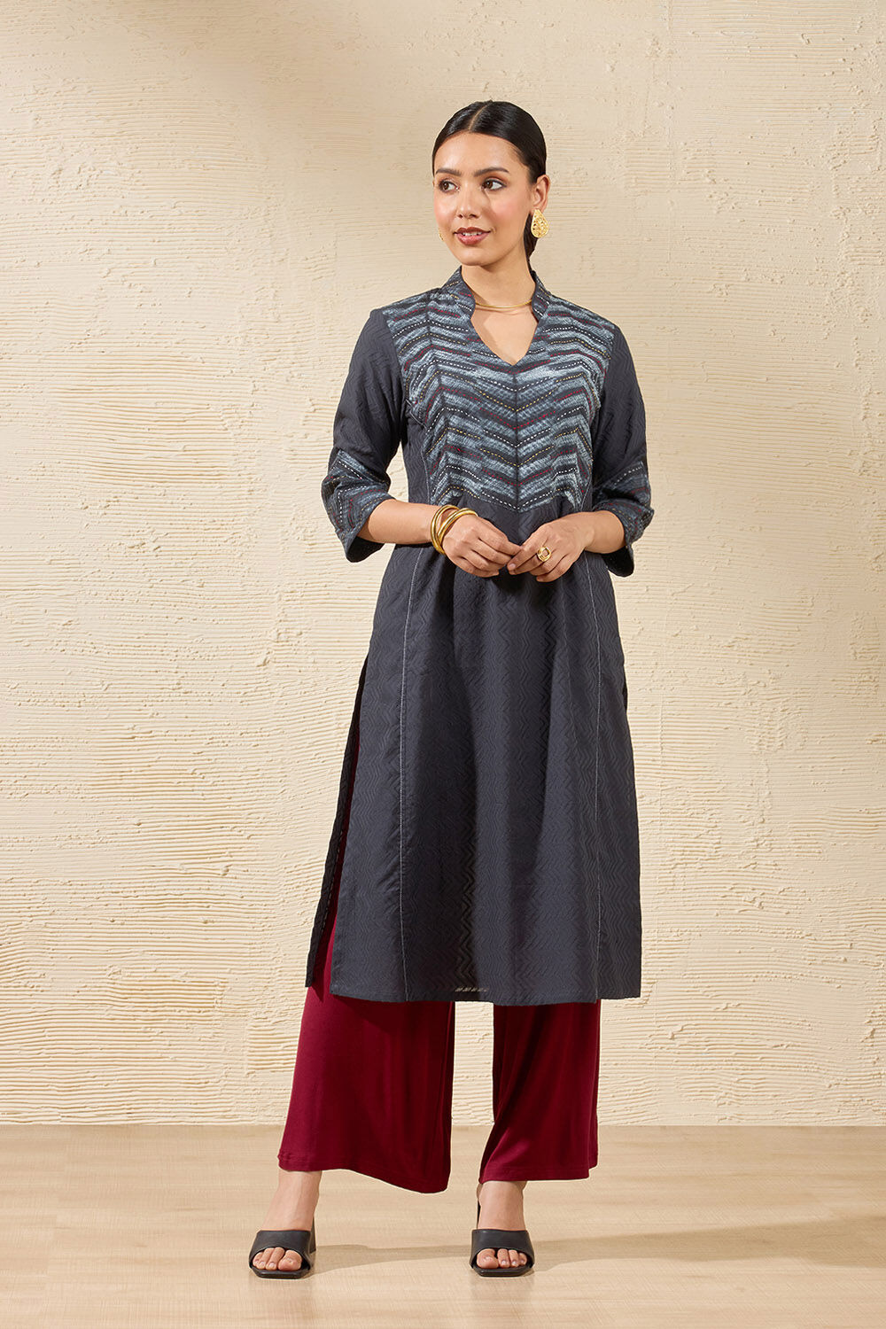 Black Pure Cotton Tie and Dye Shibori Kurta image number null