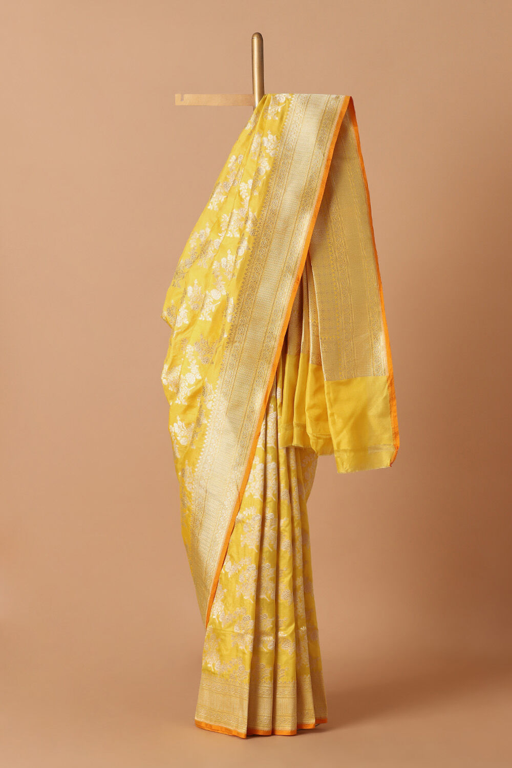 Yellow Pure Silk Banarasi Saree image number null