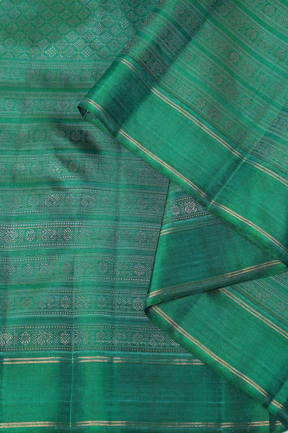 Dark Green Pure Silk Kanjivaram Saree image number null