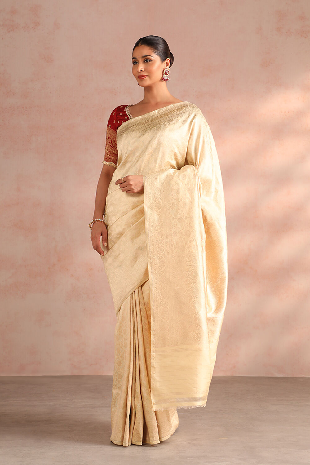 Off white pure silk saree top