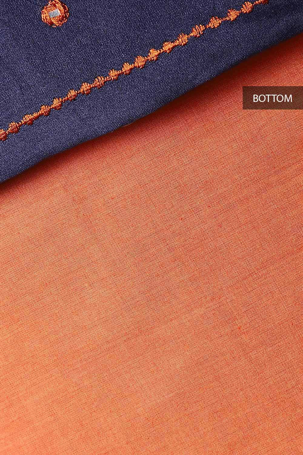 Blue Embroidered Silk Cotton Suit image number null