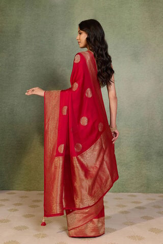 Red Woven Design Pure Viscose Saree thumbnail image number null