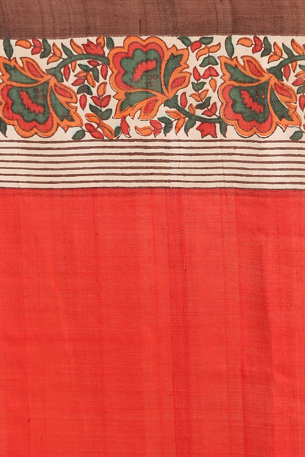 Red Hand Blockprinted Pure Silk Saree image number null
