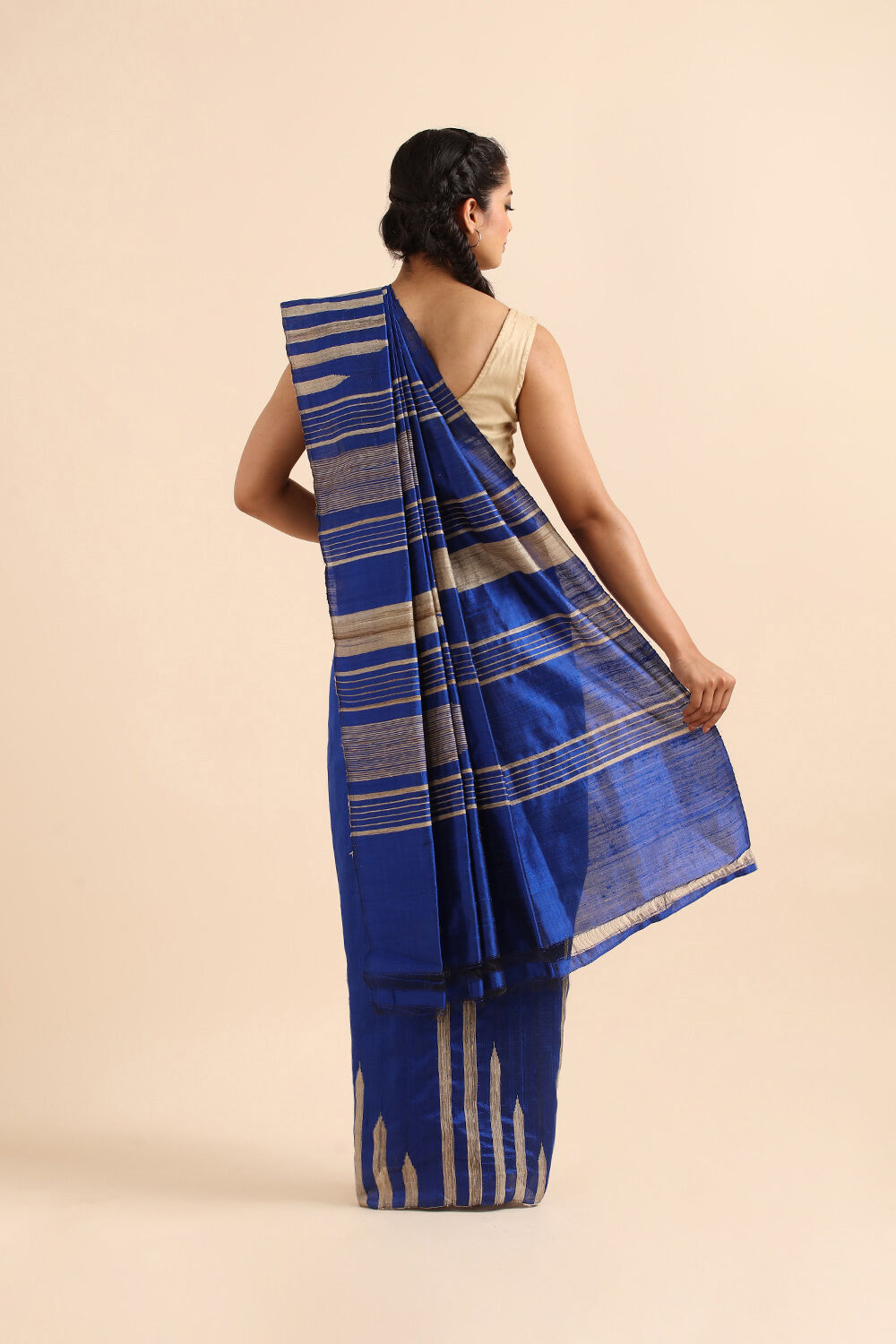 Blue Pure Silk Woven Saree image number null
