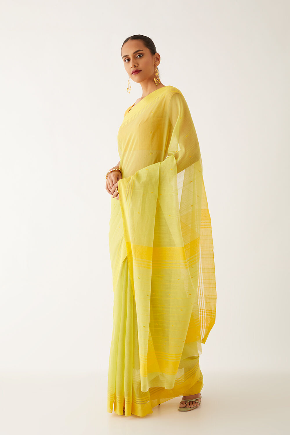 Light Green Pure Silk Cotton Chanderi Saree image number null
