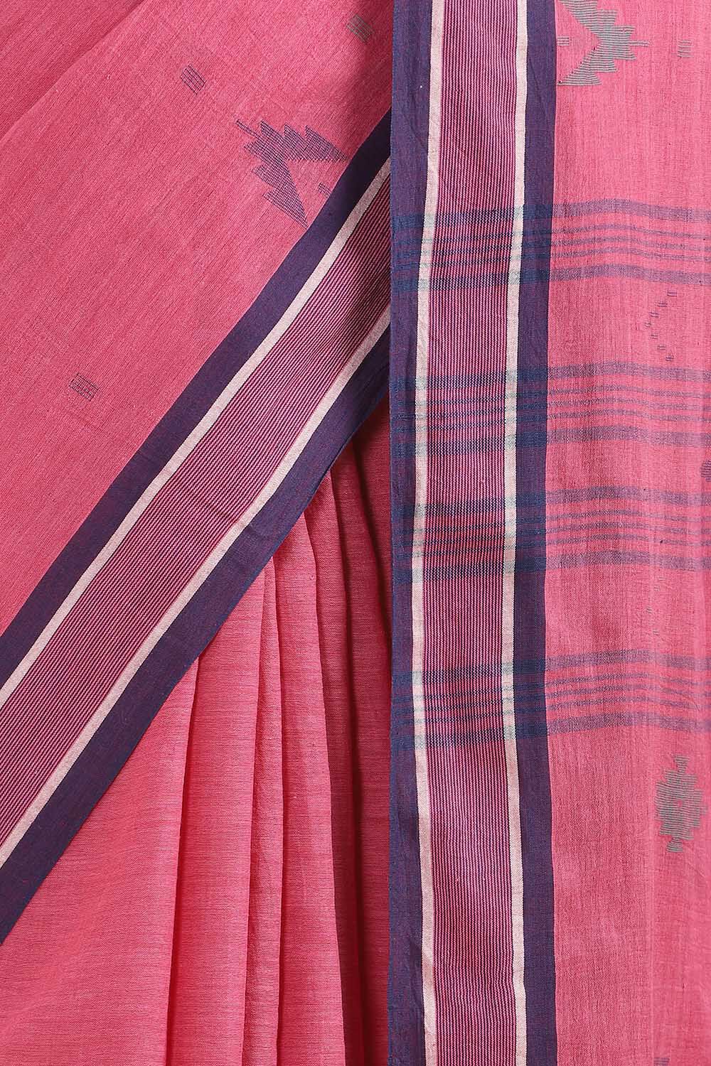 Pink Pure Khadi Cotton Jamdani Saree image number null