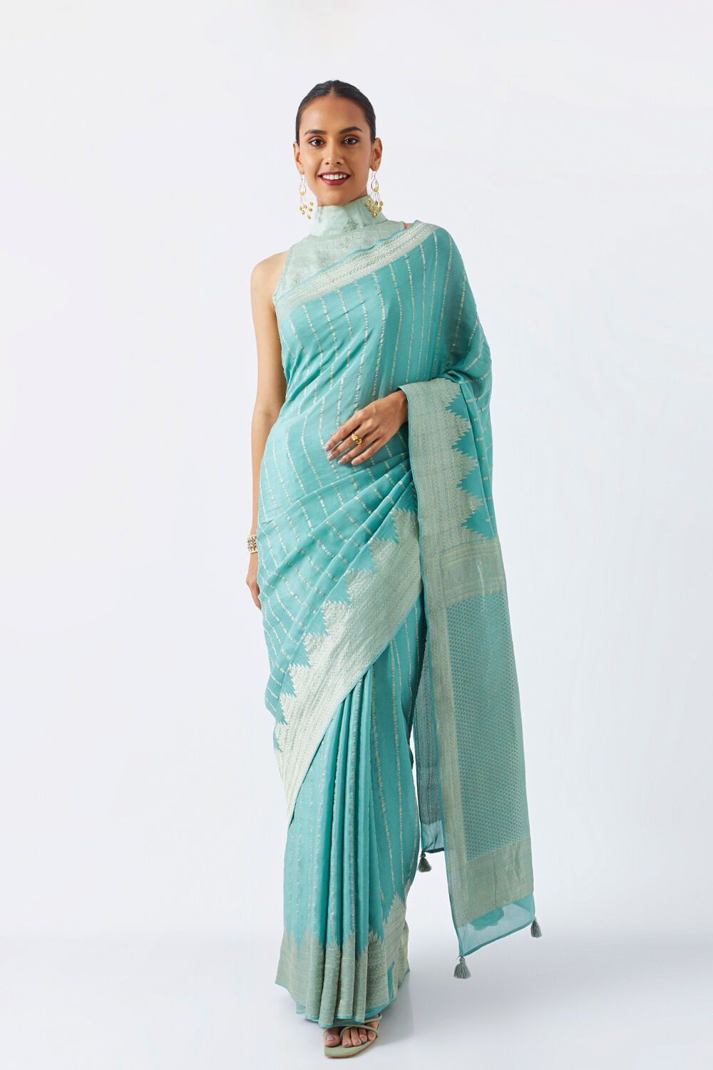 Light Green Pure Crepe Woven Saree image number null