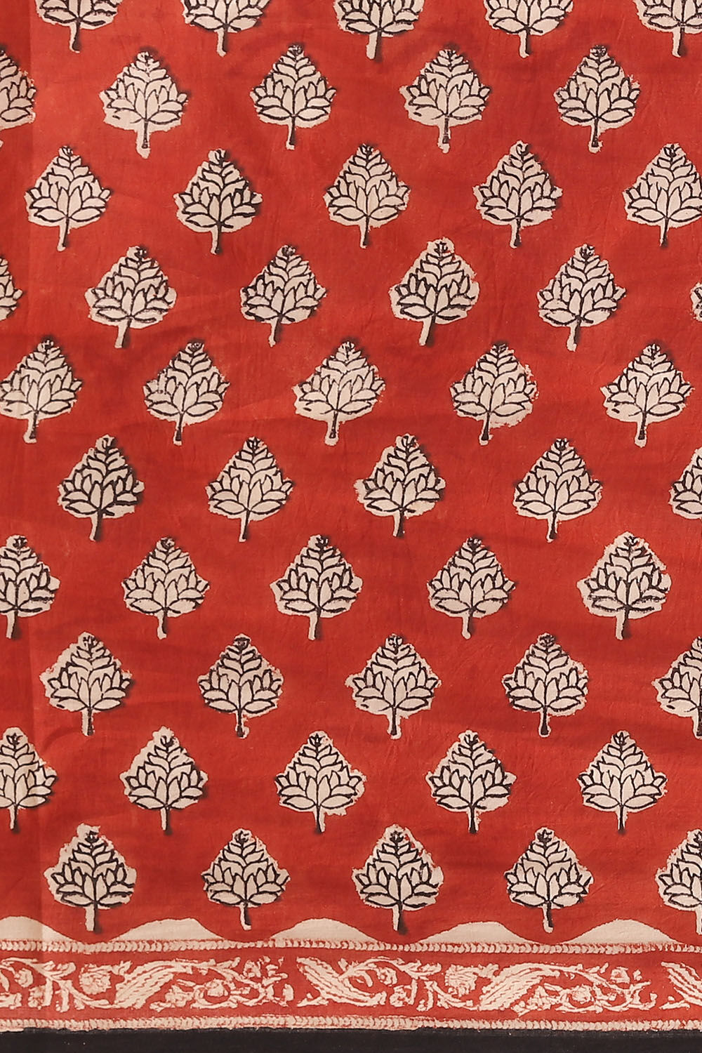 Dark Red Pure Cotton Bagru Printed Saree image number null