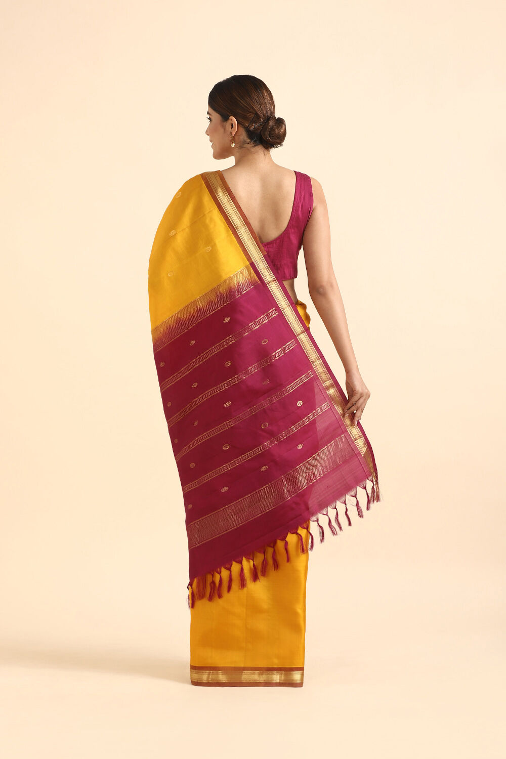 Yellow Pure Silk Kanjivaram inspired Saree image number null