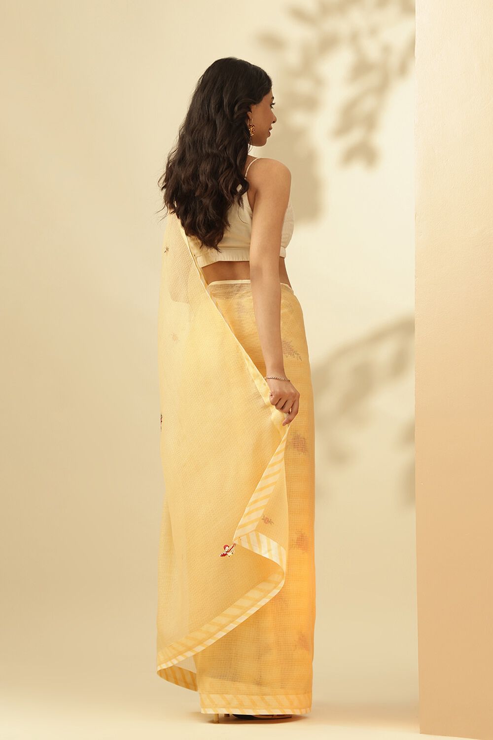Yellow Pure Kota Embroidered Saree image number null