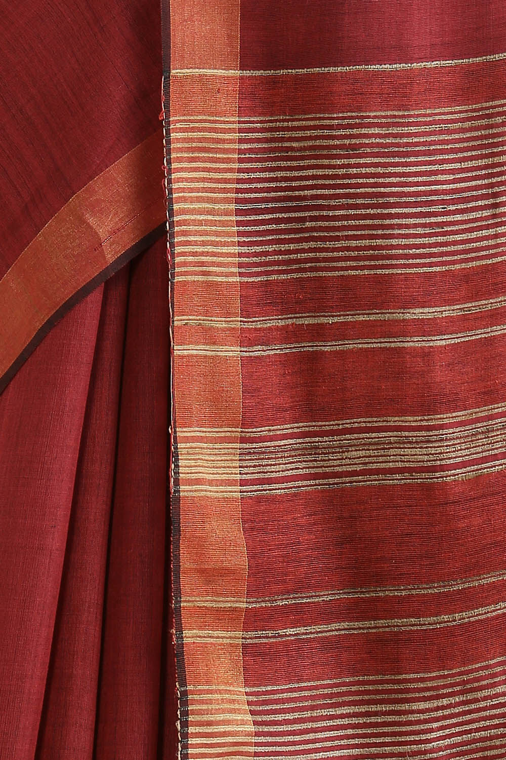 Dark Red Pure Silk Viscose Bhagalpuri Saree image number null