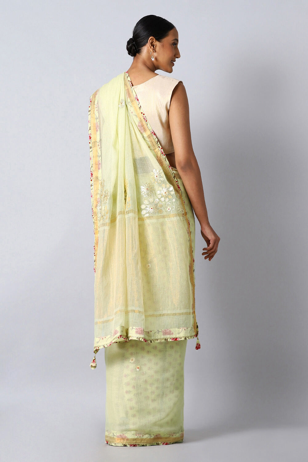 Light Green Pure Silk Kota Printed Saree image number null