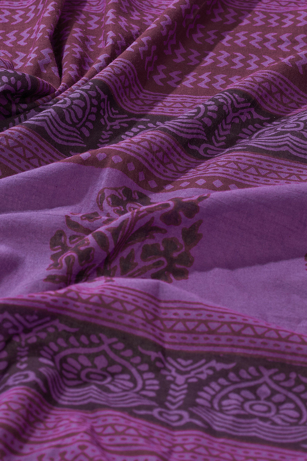 Purple Bagh Block Printed Pure Cotton Saree image number null