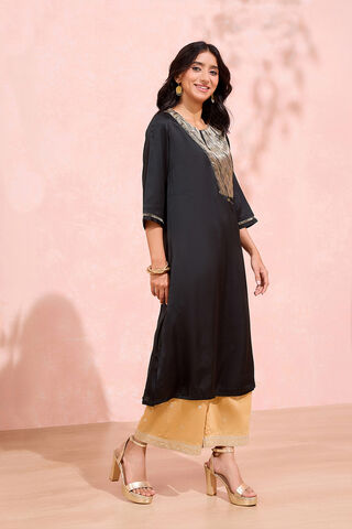 Black Viscose Brocade Kurta thumbnail image number null