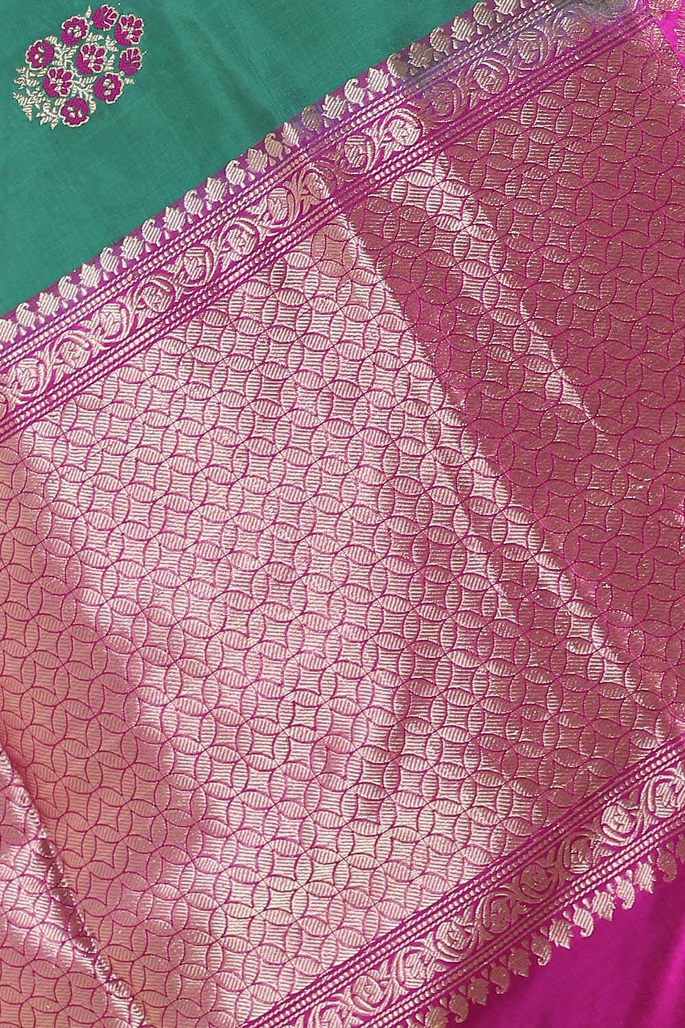 Dark Green Pure Silk Banarasi Saree image number null