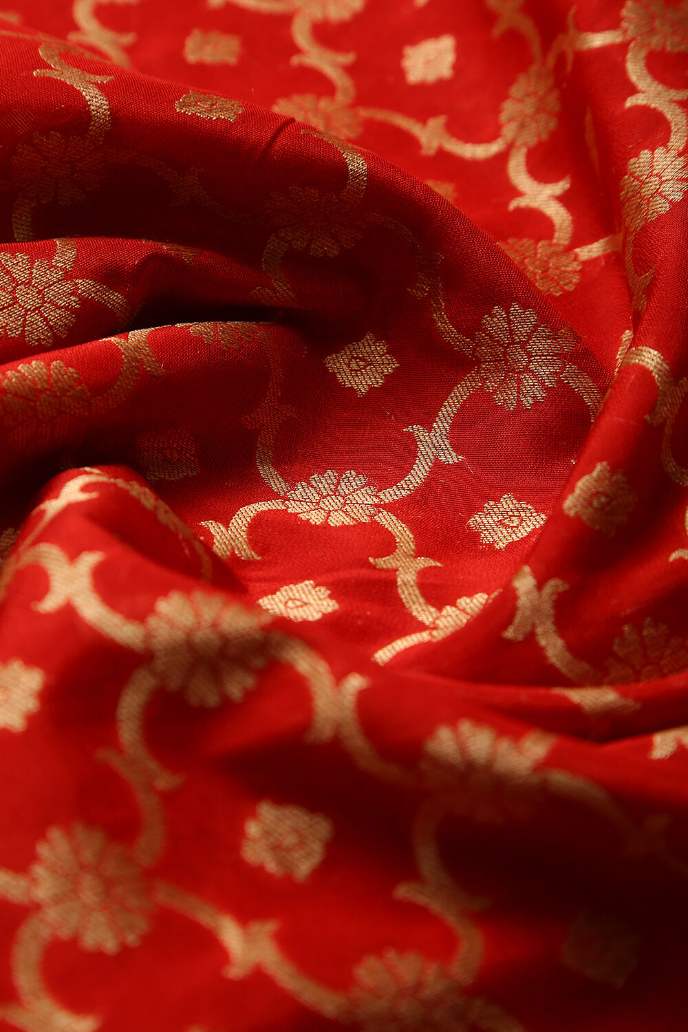 Bright Red Silk Viscous Banaras Dupatta image number null