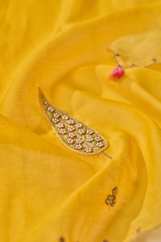Yellow Pure Silk Cotton Embroidered Saree thumbnail image number null