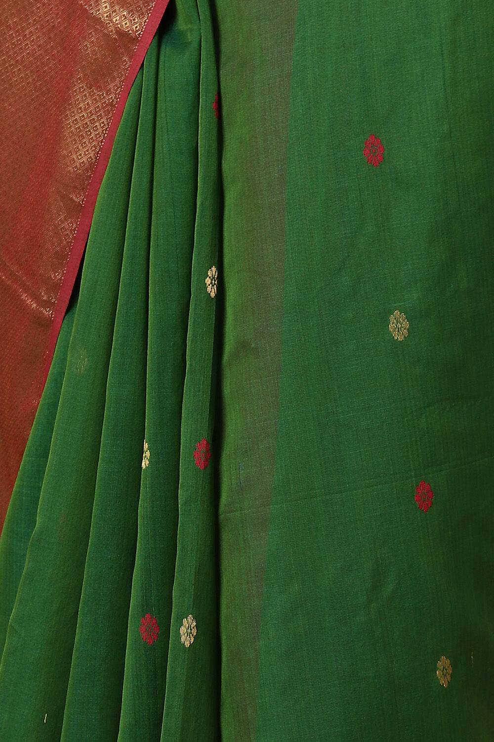 Dark Green Pure Silk Cotton Maheswari Saree image number null