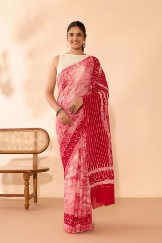 Red Ujjain Pure Cotton Batik Saree thumbnail image number null
