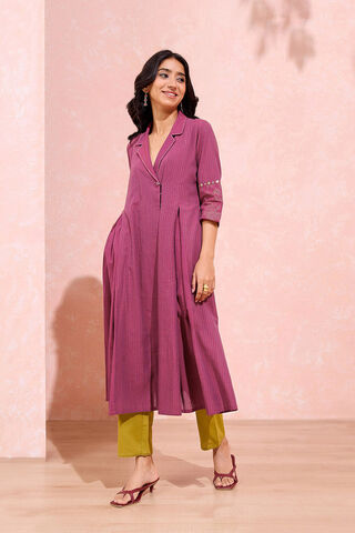 Dark Pink Screen Printed Pure Cotton Kurta thumbnail image number null