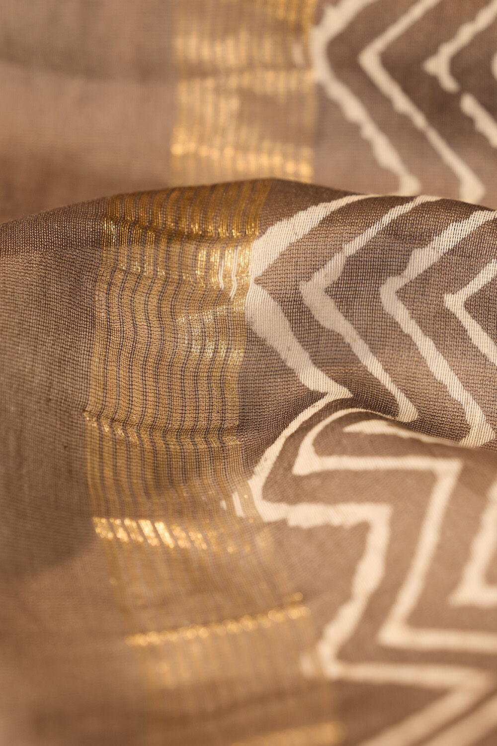 Grey Bagru Bagru Block Printed Pure Silk Cotton Saree image number null