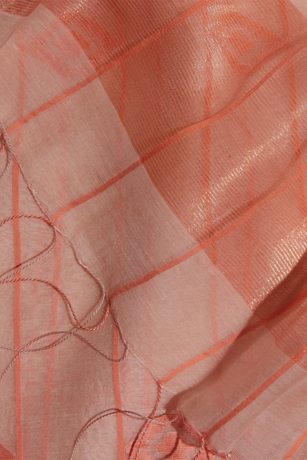 Light Orange Silk Khadi Cotton Bengal Jamdani Saree image number null