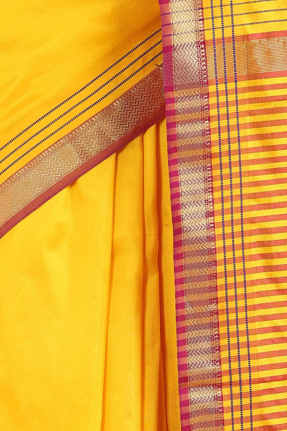 Yellow Pure  Silk Maheswari Saree image number null
