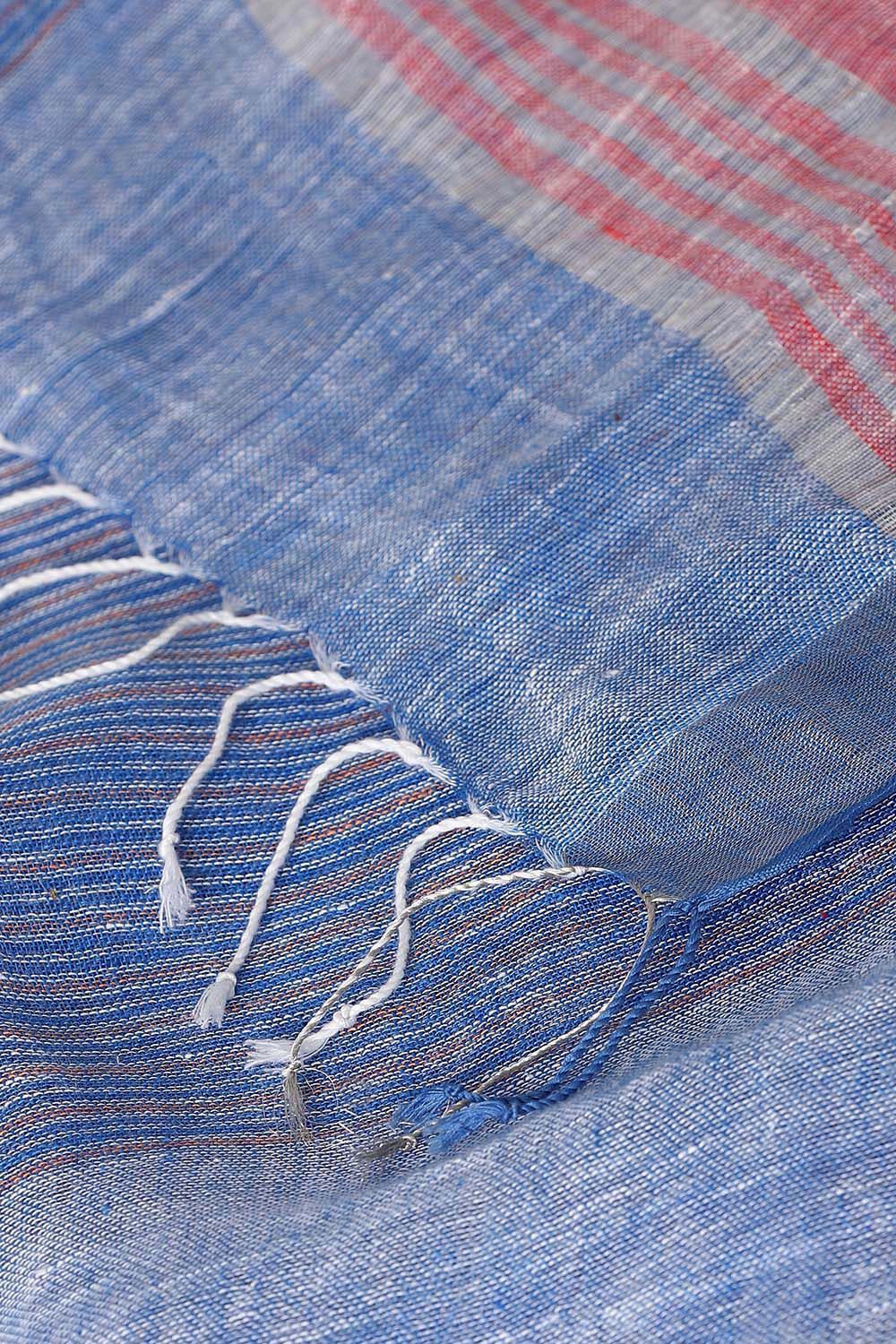 Light Blue Pure Linen Bengal Saree image number null