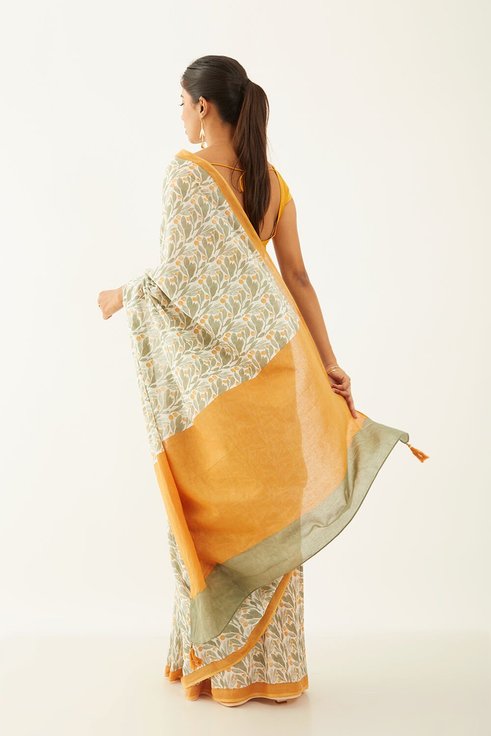 Light Green Pure Cotton Mulmul Printed Saree image number null