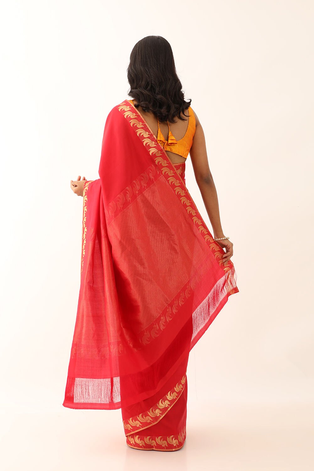 Red Pure Silk Woven South Saree image number null