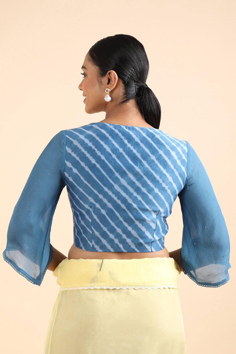 Blue Silk Cotton Tie and Dye Leheriya Blouse image number null