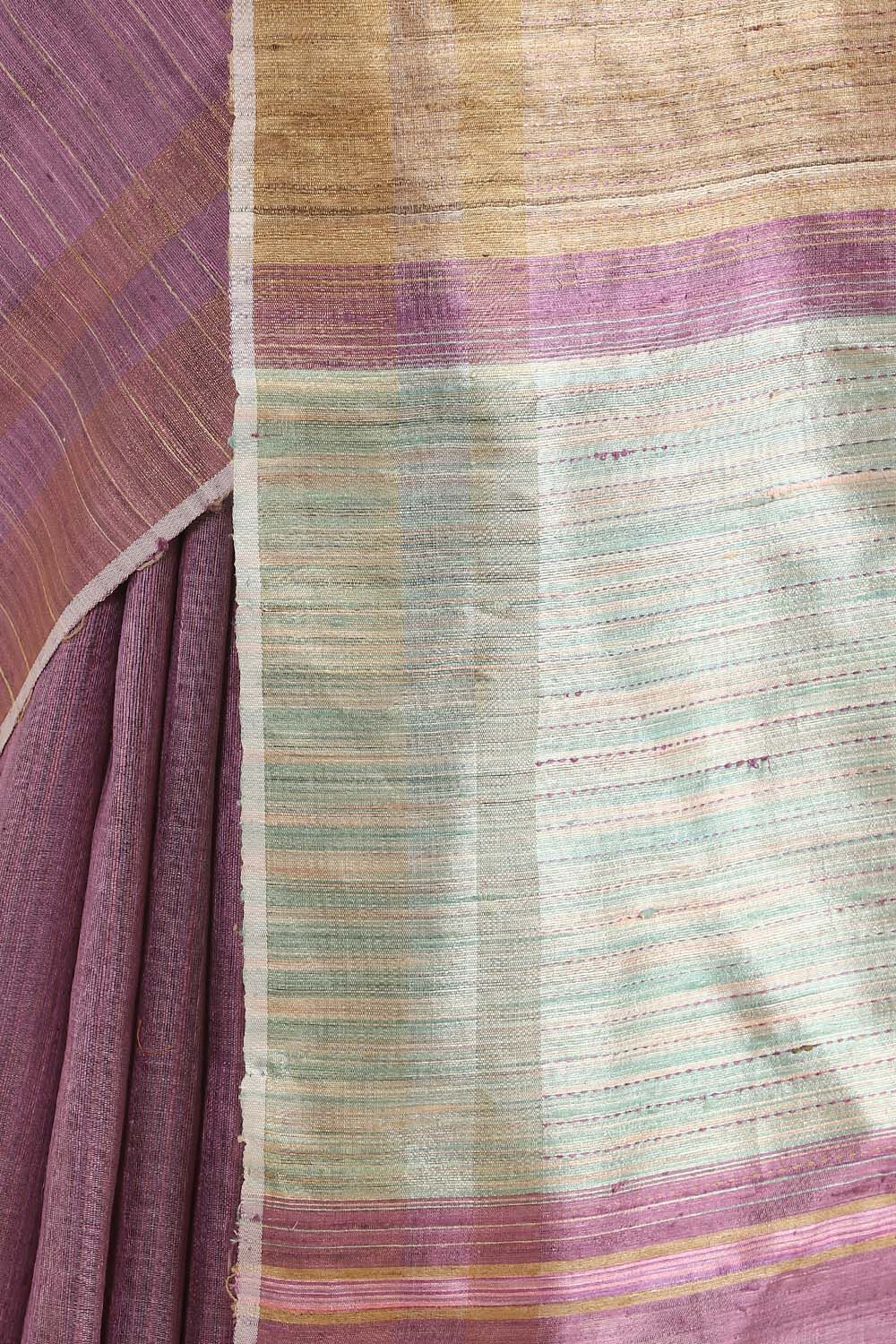 Purple Pure Tussar Silk Tie and Dye Saree image number null