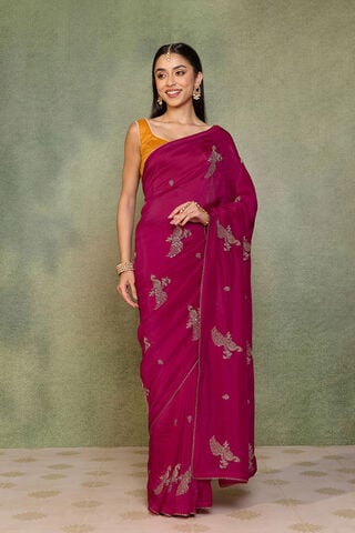 Pink   Pure Viscose Embroidered Saree thumbnail image number null