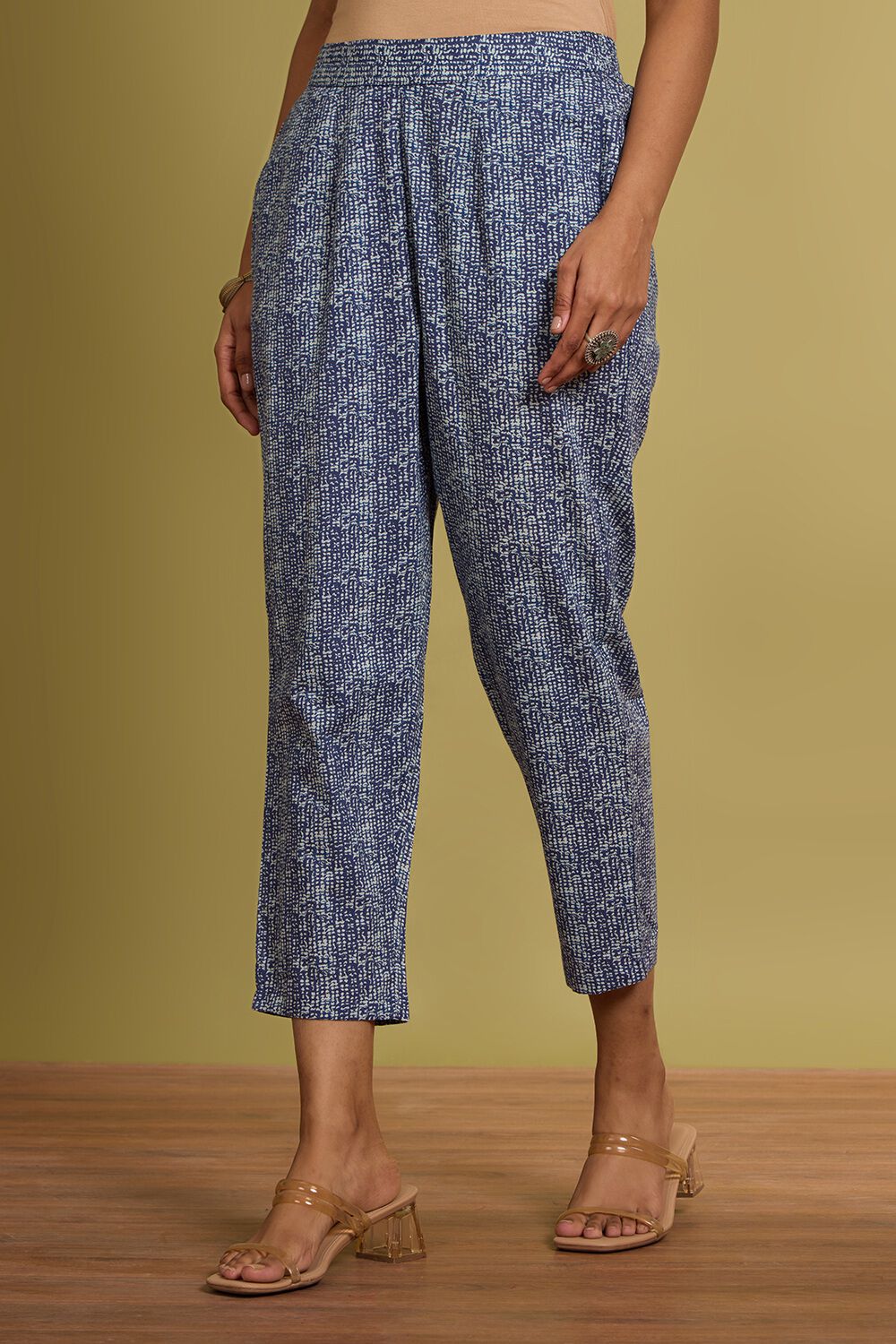 Blue Screen Printed Pure Cotton Kurta Set image number null