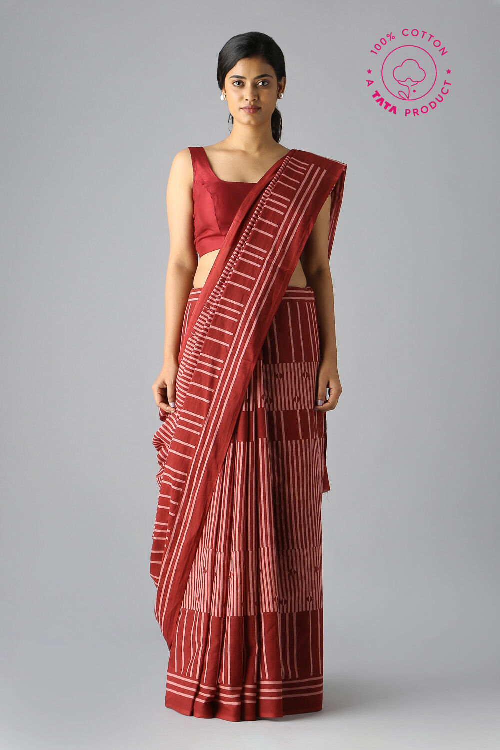 Pink Pure Cotton Printed Saree image number null