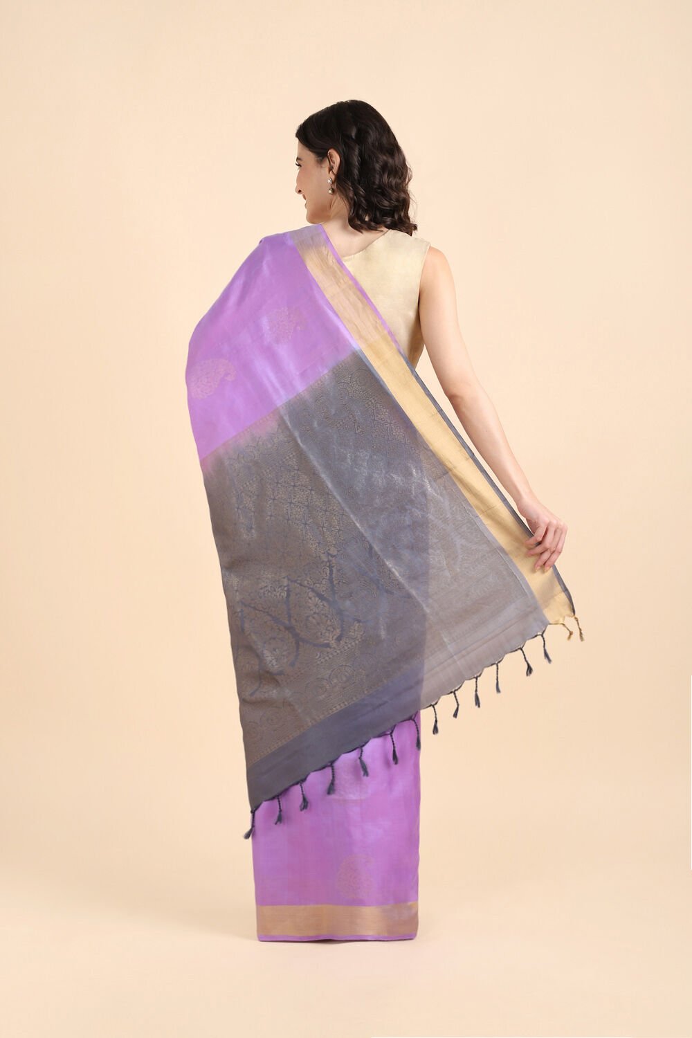 Violet Pure Soft Silk Saree image number null