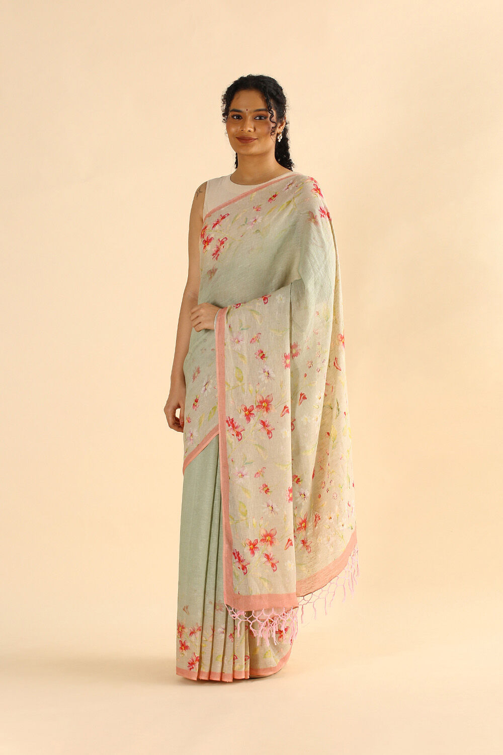 Light Pure Green Linen Digital Printed image number null