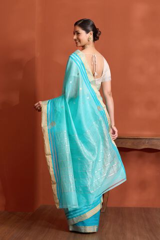Light Blue Woven Pure Silk Cotton Chanderi Saree thumbnail image number null