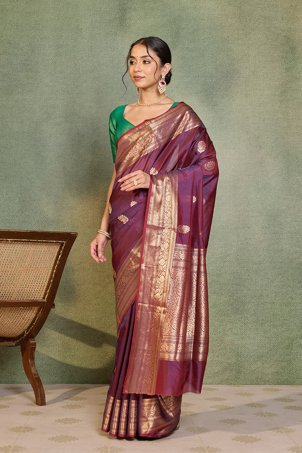 Dark Blue Banarasi Inspired Design Silk Viscose Kadwa Saree image number null