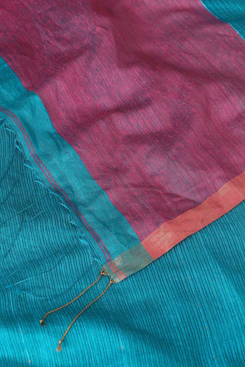 Light Blue Pure Silk Bengal Saree image number null