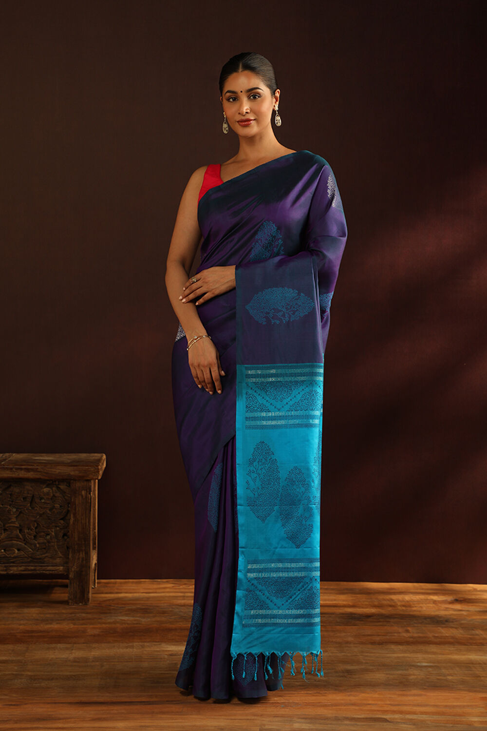 Violet Woven Pure Soft Silk Saree image number null