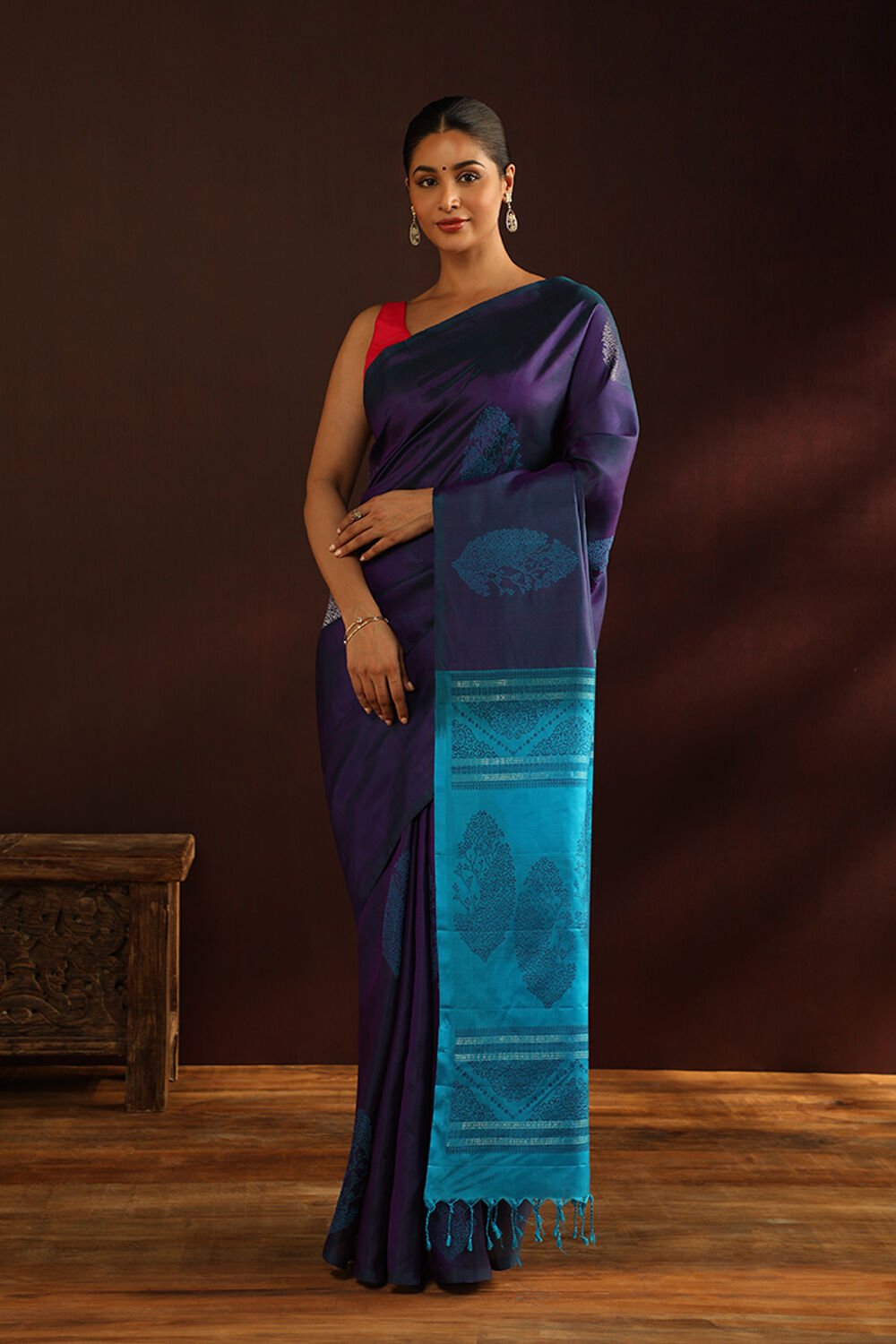 Violet Woven Pure Soft Silk Saree image number null